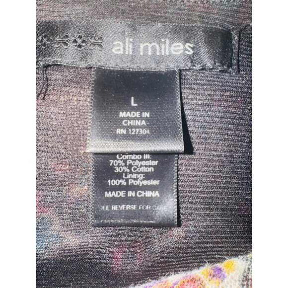 Ali Miles Patchwork Floral Knit Tunic Top  L Boho Chic Style Artsy Casual Blouse - Picture 6 of 9